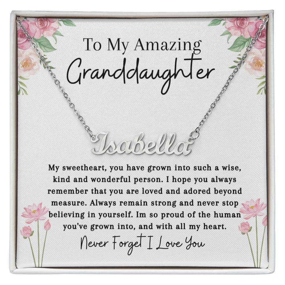 To My Amazing Granddaughter | Remember You Are Loved| Name Necklace