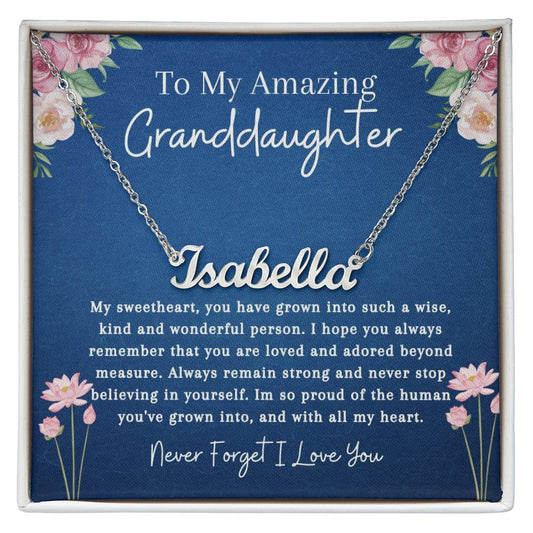 To My Amazing Granddaughter | Remember You Are Loved | Name Necklace