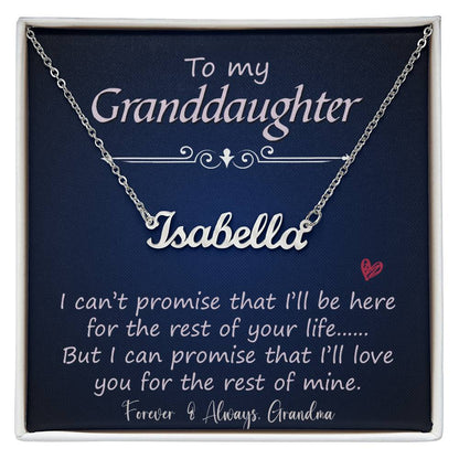 To My Granddaughter | I Promise  | Love Grandma | Custom Name Necklace