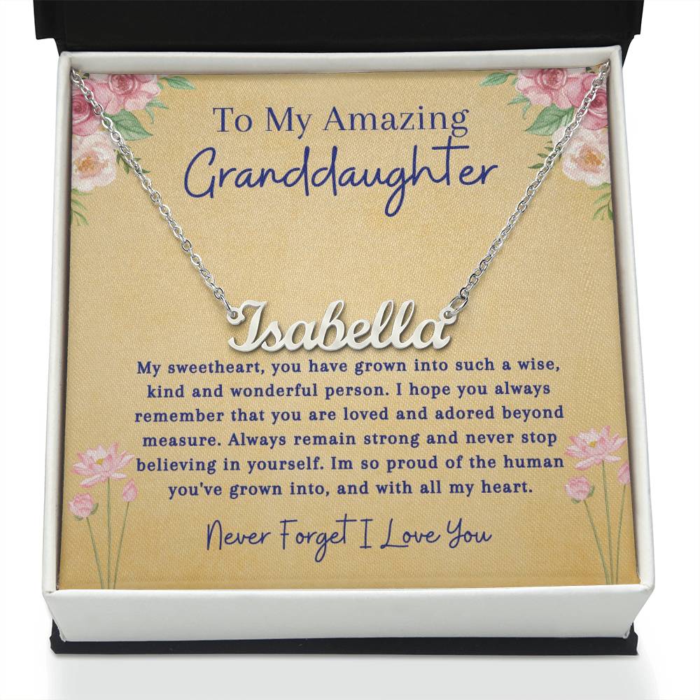 To My Amazing Granddaughter | Remember You Are Loved | Name Necklace