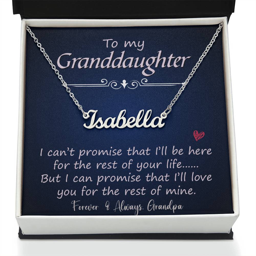 To My Granddaughter | I Promise  | Love Grandpa | Custom Name Necklace