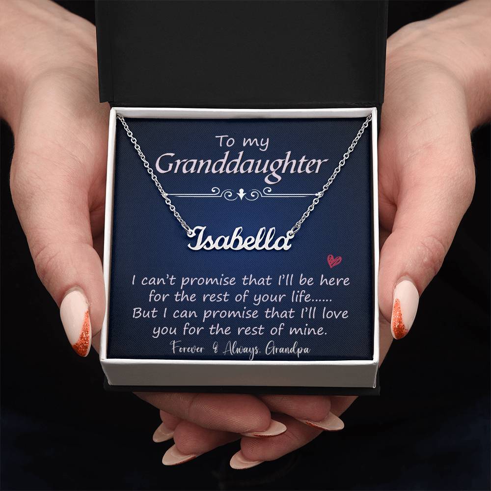 To My Granddaughter | I Promise  | Love Grandpa | Custom Name Necklace