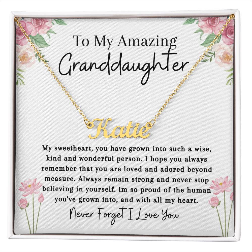 To My Amazing Granddaughter | Remember You Are Loved| Name Necklace