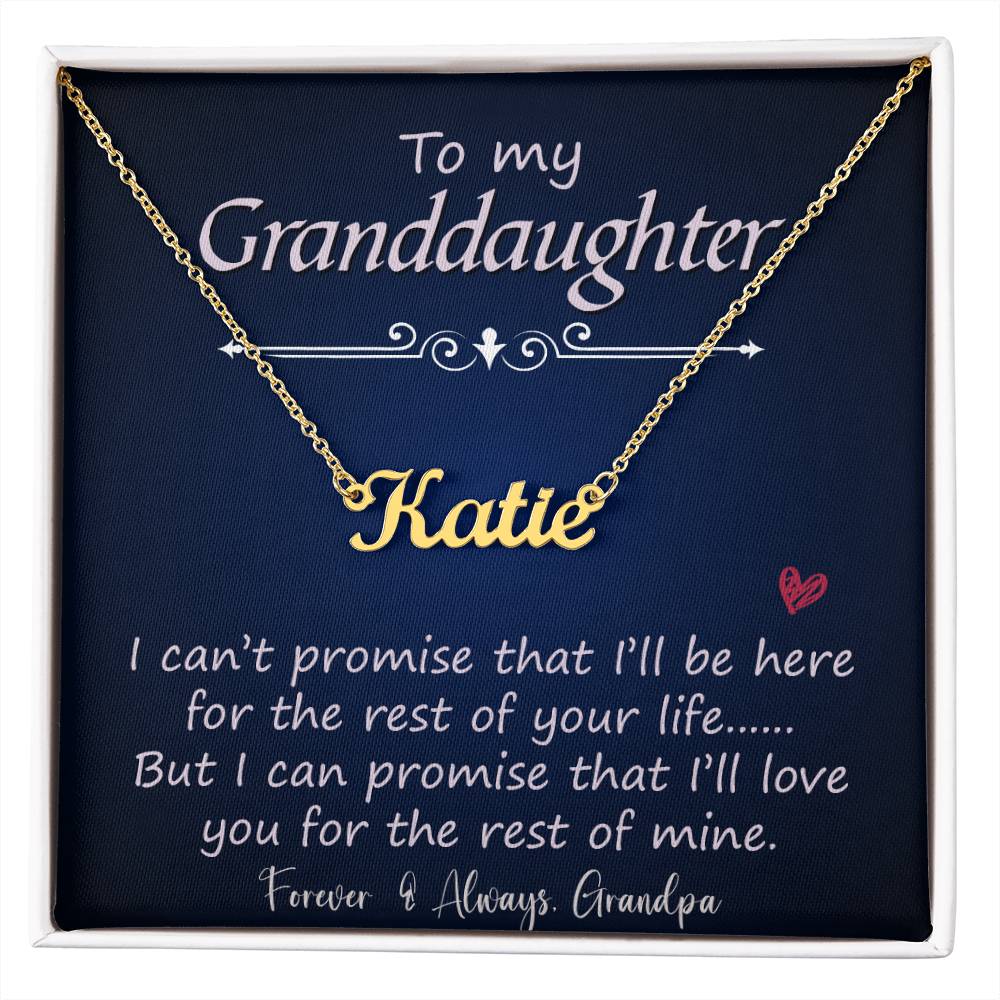 To My Granddaughter | I Promise  | Love Grandpa | Custom Name Necklace