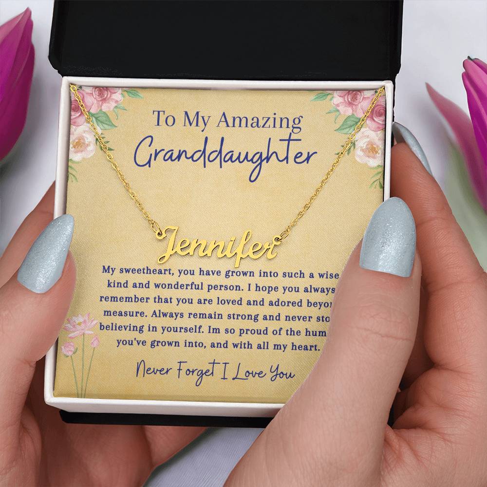 To My Amazing Granddaughter | Remember You Are Loved | Name Necklace