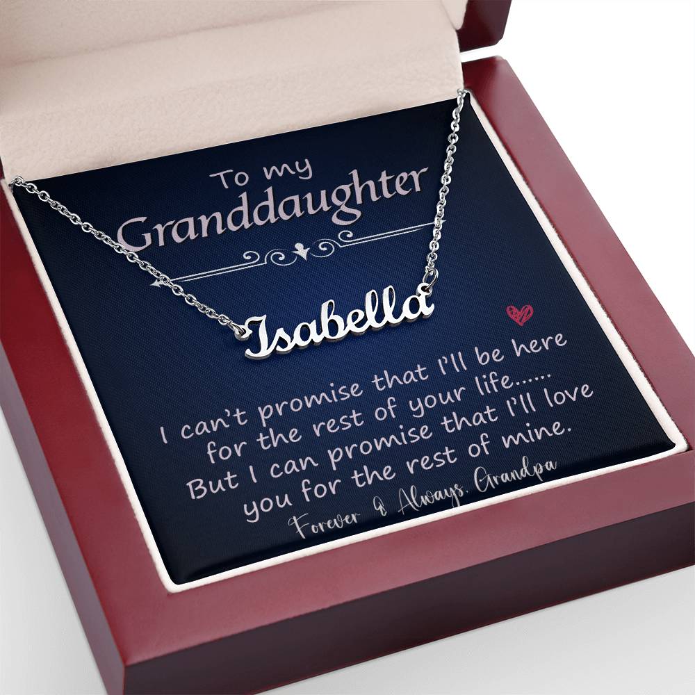 To My Granddaughter | I Promise  | Love Grandpa | Custom Name Necklace