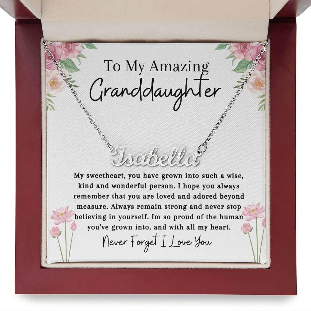 To My Amazing Granddaughter | Remember You Are Loved| Name Necklace