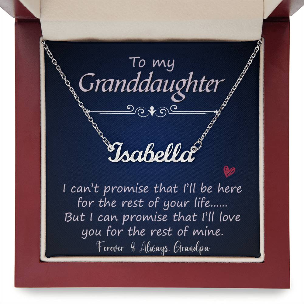 To My Granddaughter | I Promise  | Love Grandpa | Custom Name Necklace