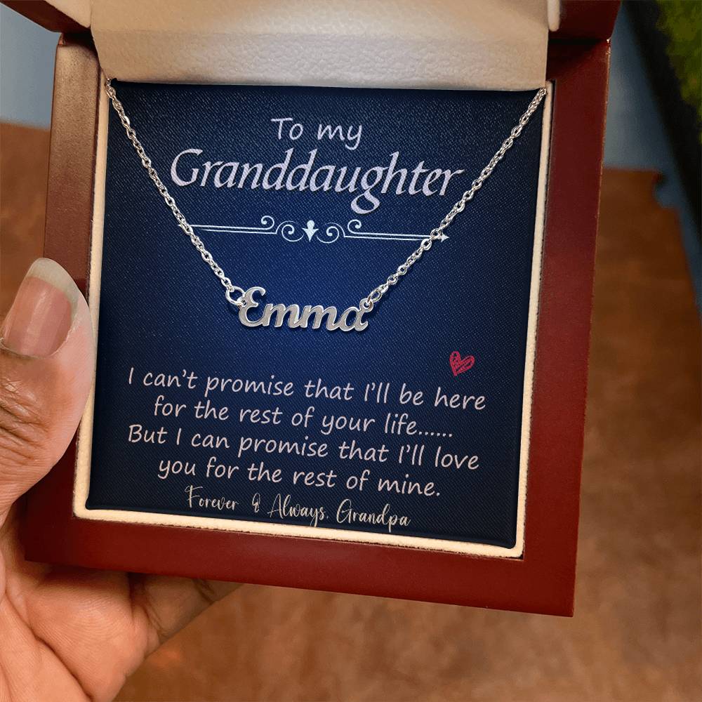 To My Granddaughter | I Promise  | Love Grandpa | Custom Name Necklace