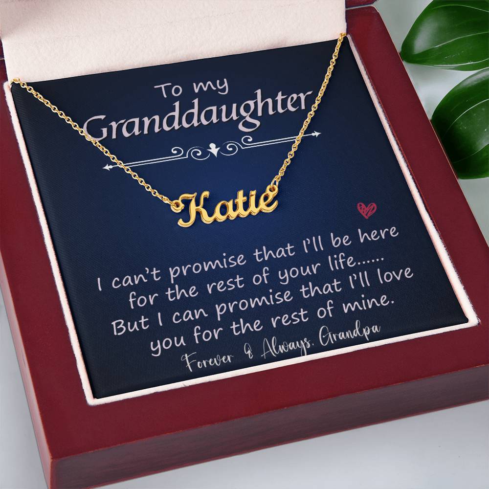 To My Granddaughter | I Promise  | Love Grandpa | Custom Name Necklace