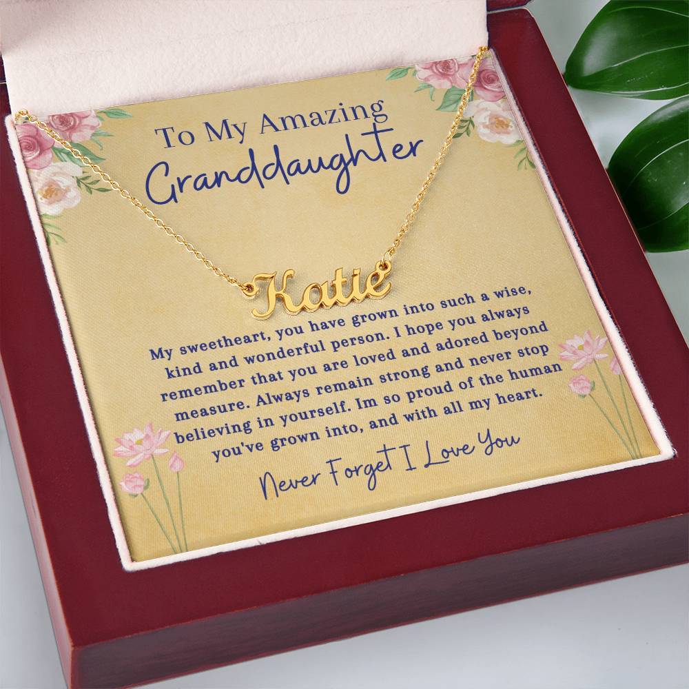 To My Amazing Granddaughter | Remember You Are Loved | Name Necklace