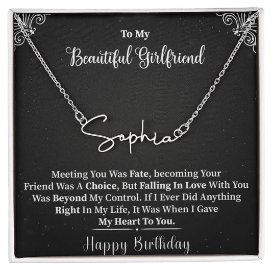 My Beautiful Girlfriend |  Give My Heart To You | Happy Birthday | Customized Name  Necklace