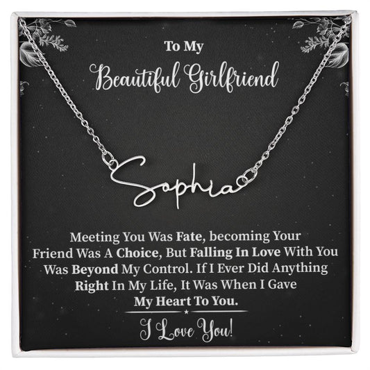 My Beautiful Girlfriend | If I did Anything Right |  Gold Signature Name Necklace