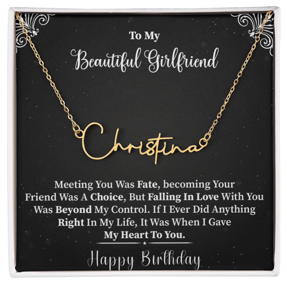 My Beautiful Girlfriend |  Give My Heart To You | Happy Birthday | Customized Name  Necklace