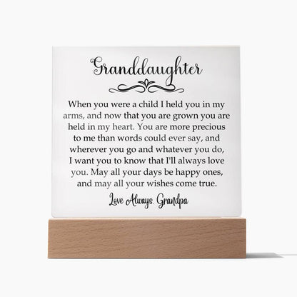 To My Granddaughter | More Precious Than Words | Keepsake From Grandpa