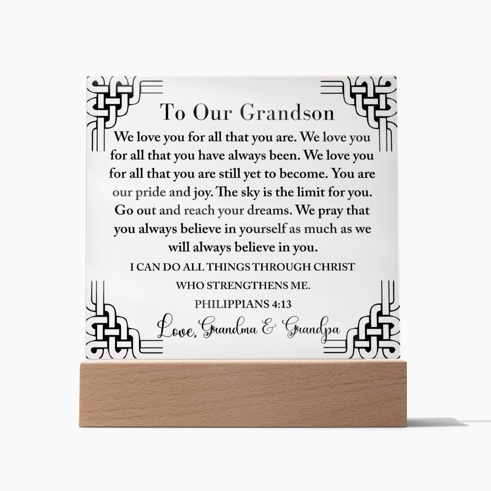 To Our Grandson | We love All You Are | Acrylic Keepsake