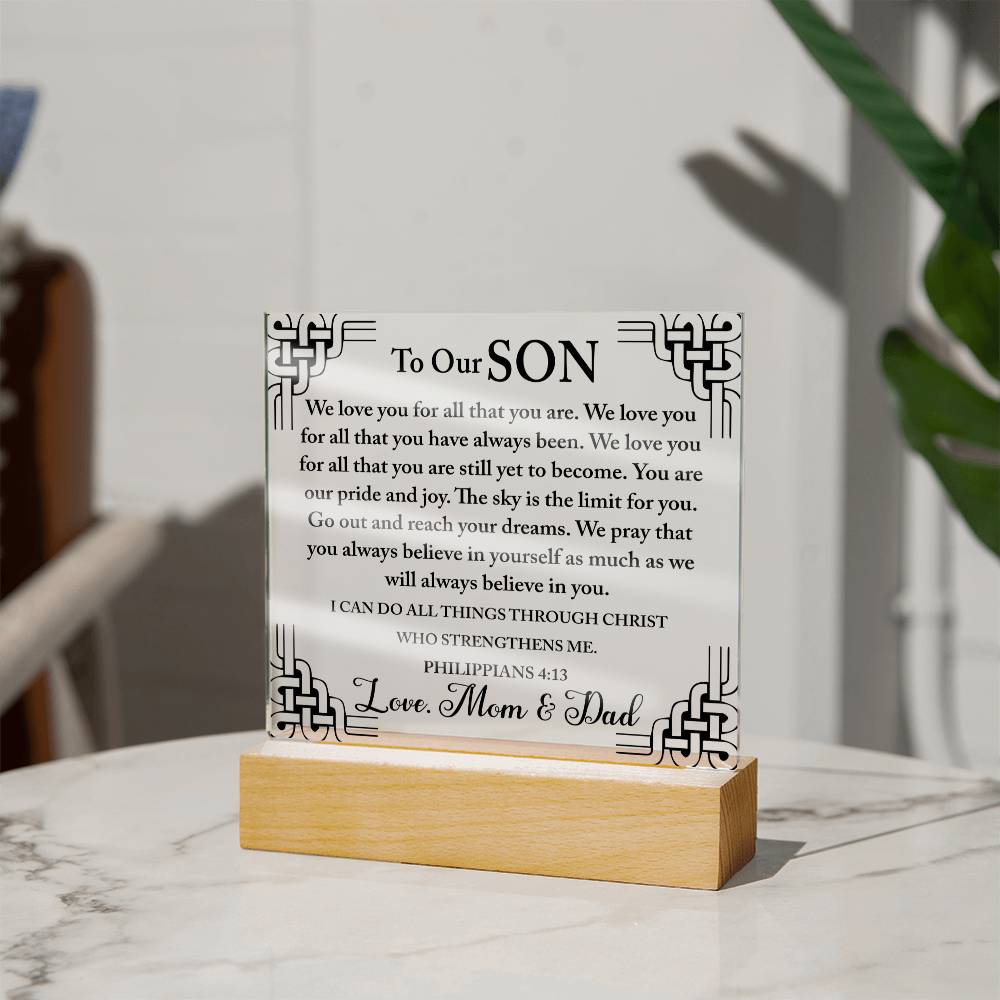 To Our Son | We love All You Are | Acrylic Keepsake