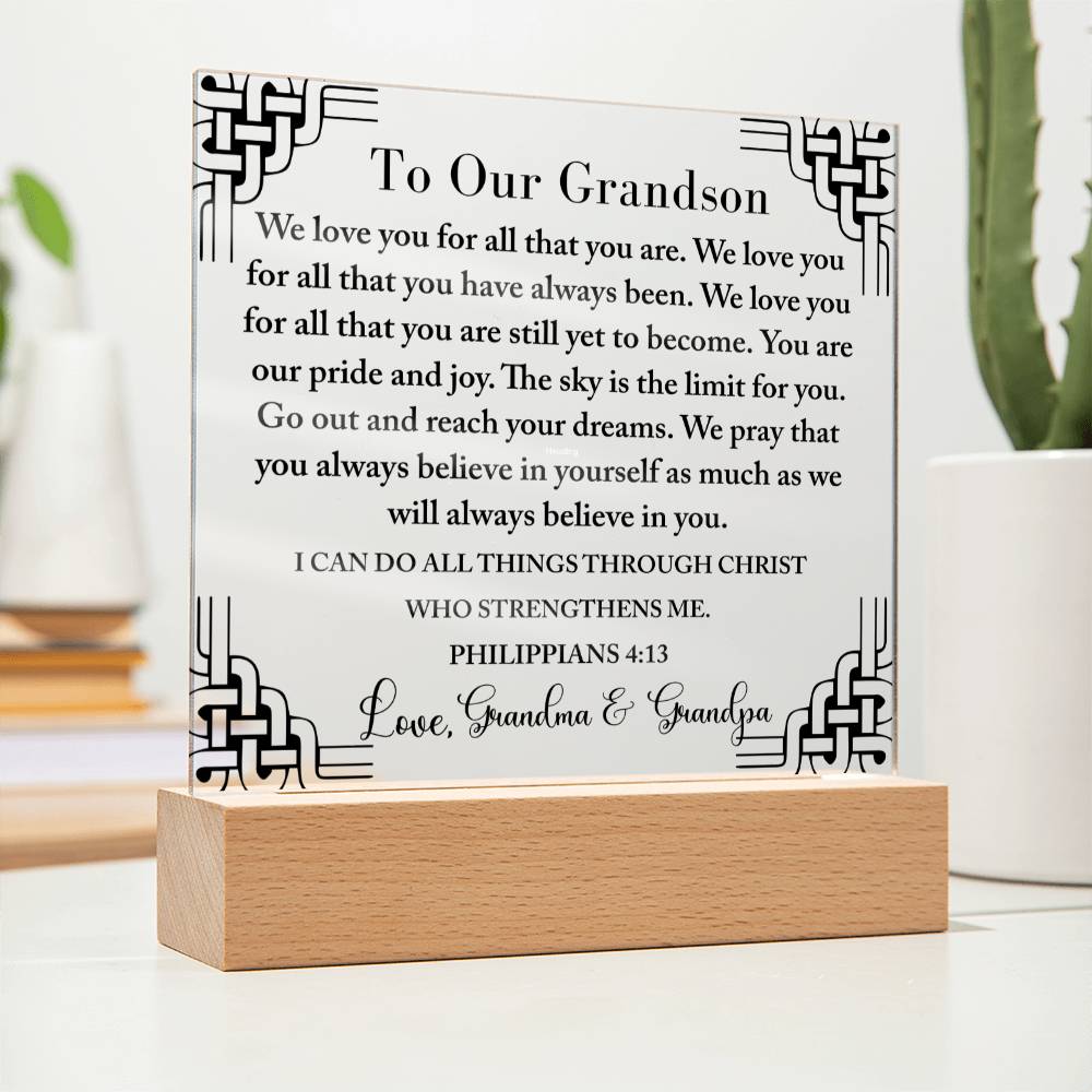 To Our Grandson | We love All You Are | Acrylic Keepsake