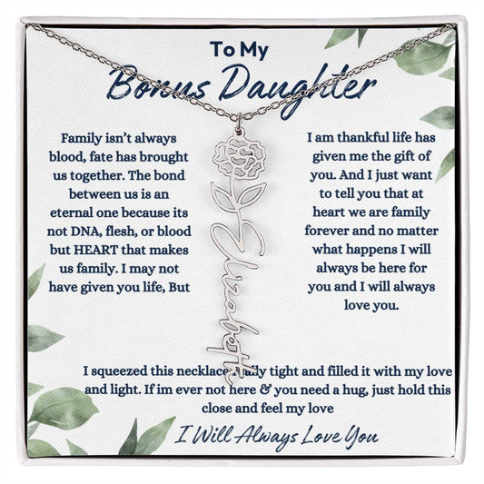 To My Bonus Daughter | Life gave me the Gift of You |  Birth Flower Necklace