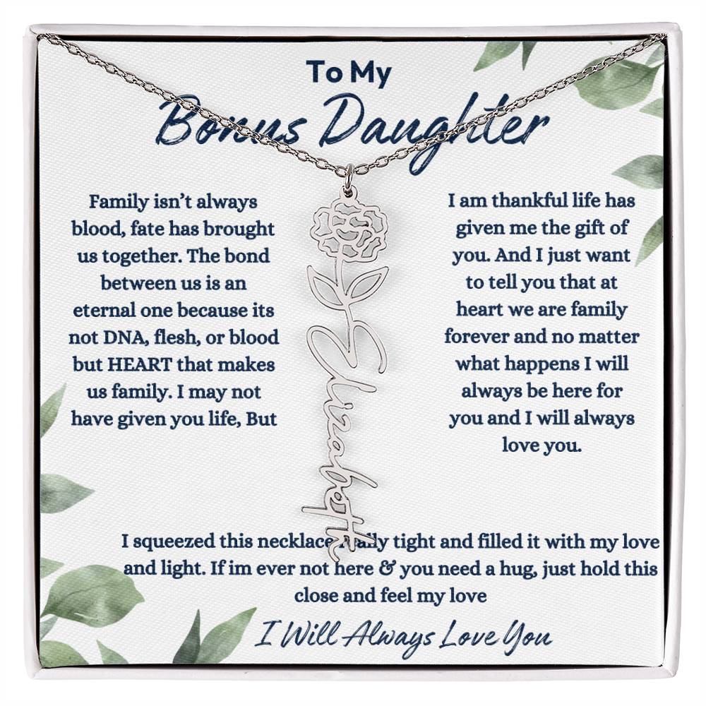 To My Bonus Daughter | Life gave me the Gift of You |  Birth Flower Necklace