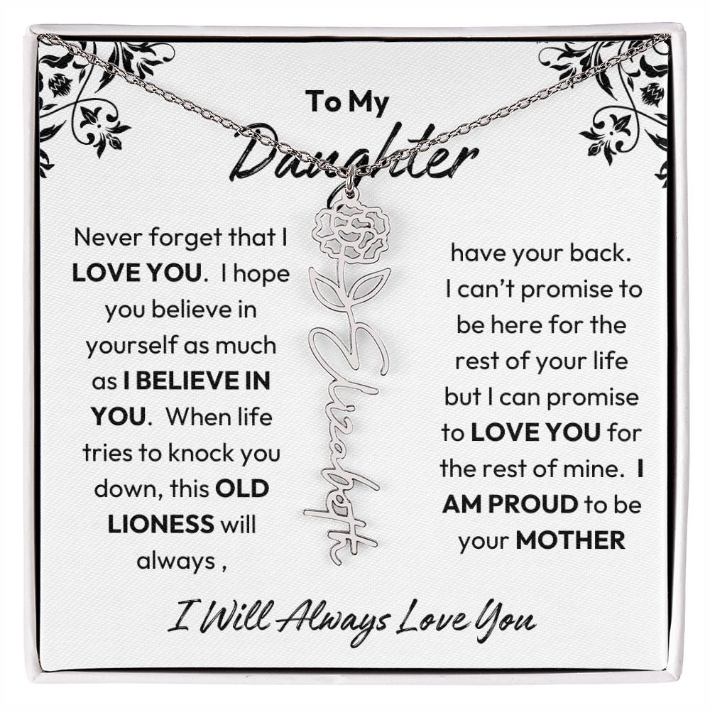 To My Daughter | I Believe In You | Birth Flower Necklace | From Mom