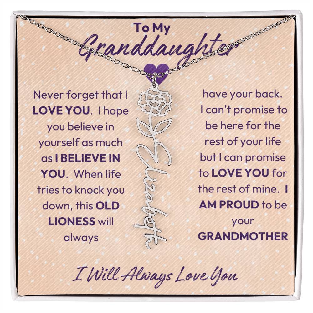 My Granddaughter | I will Always Love you | Birth Flower | 18K Gold  Finish