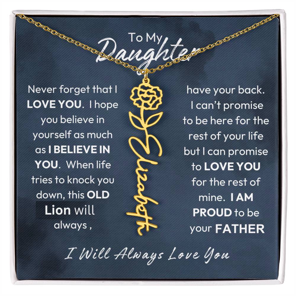 Father-Daughter | Believe In Yourself | Birth Flower Necklace | Gold Necklace