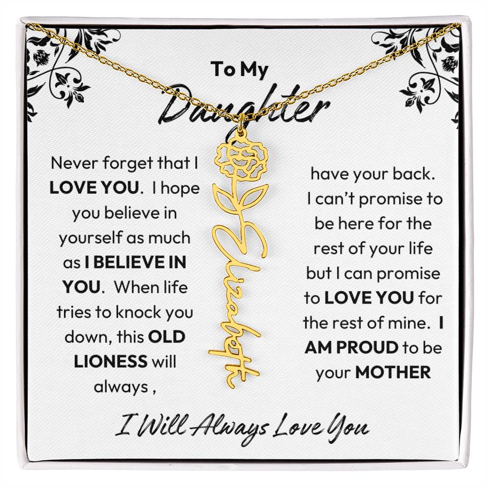 To My Daughter | I Believe In You | Birth Flower Necklace | From Mom