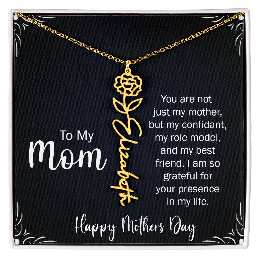 Happy Mothers day | My Best Friend, My Mom | Custom Birth Flower Necklace | 18K Gold Finish