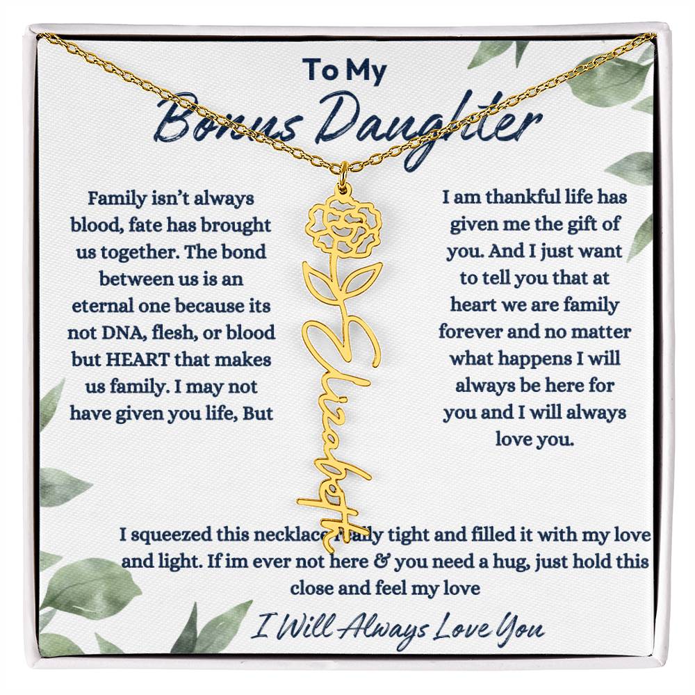 To My Bonus Daughter | Life gave me the Gift of You |  Birth Flower Necklace