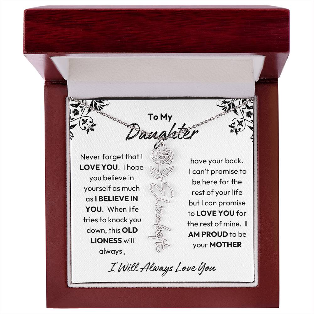 To My Daughter | I Believe In You | Birth Flower Necklace | From Mom