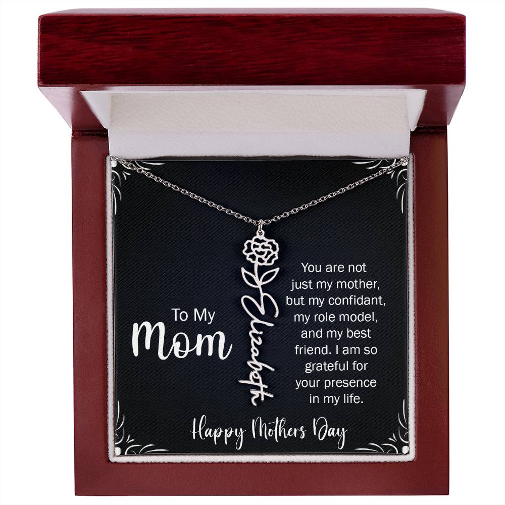 Happy Mothers day | My Best Friend, My Mom | Custom Birth Flower Necklace | 18K Gold Finish