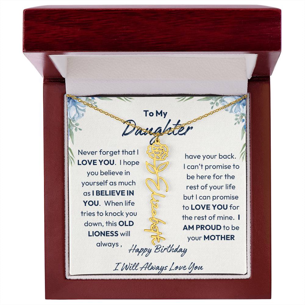 To My Daughter | Proud To Be Your Mother | Happy Birthday | Birth Flower Necklace