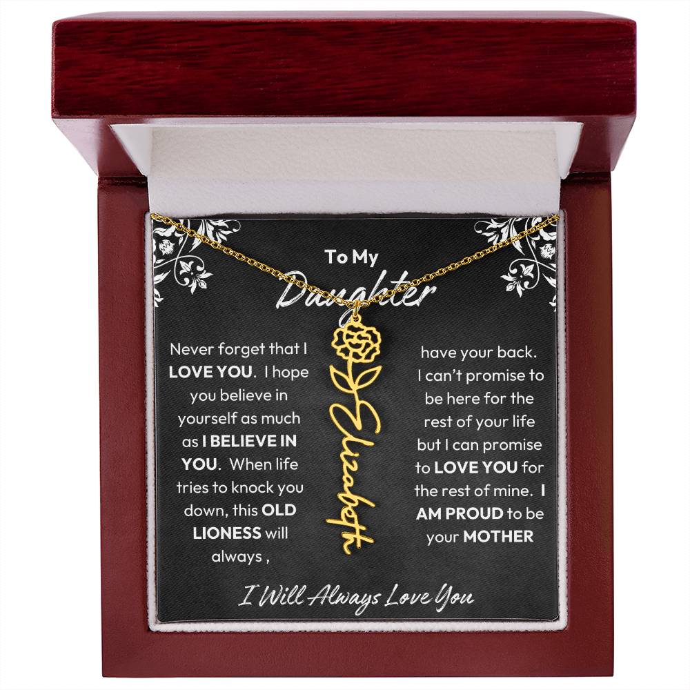 To My Daughter | Proud To Be Your Mother | Birth Flower Necklace