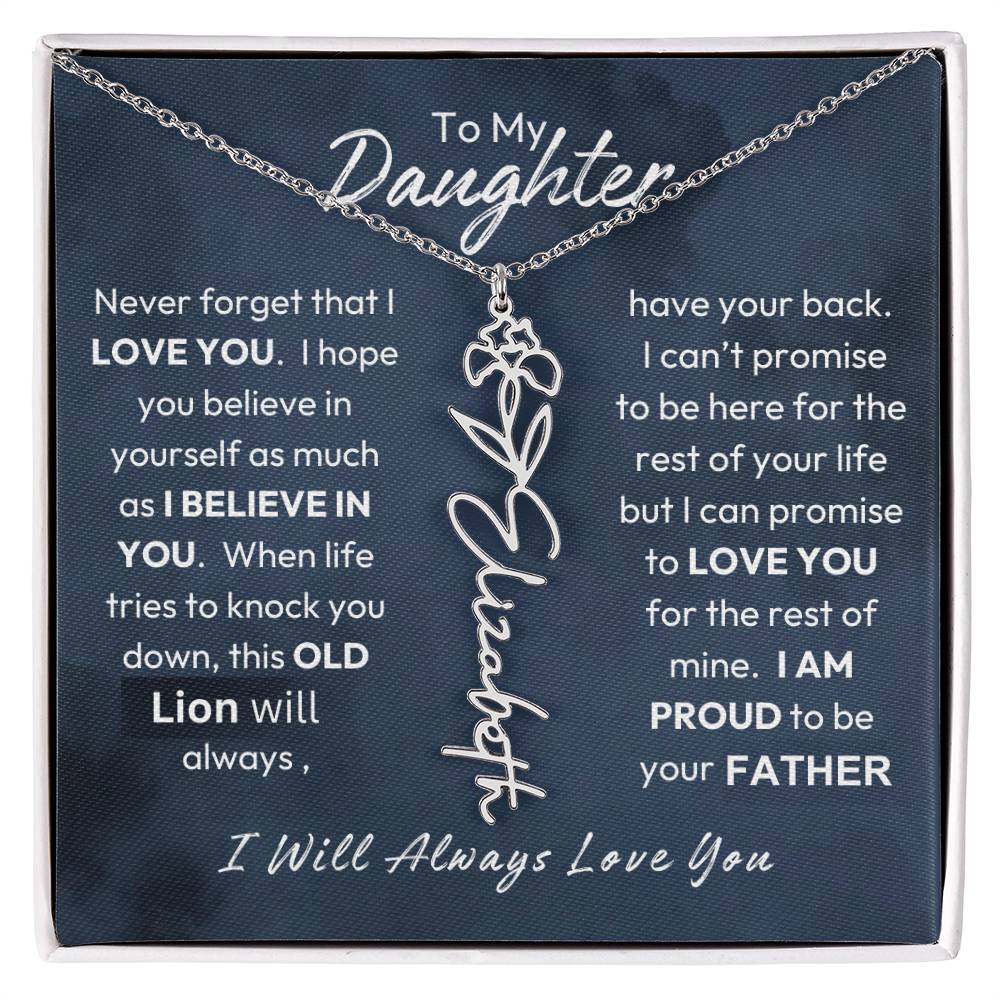 Father-Daughter | Believe In Yourself | Birth Flower Necklace | Gold Necklace