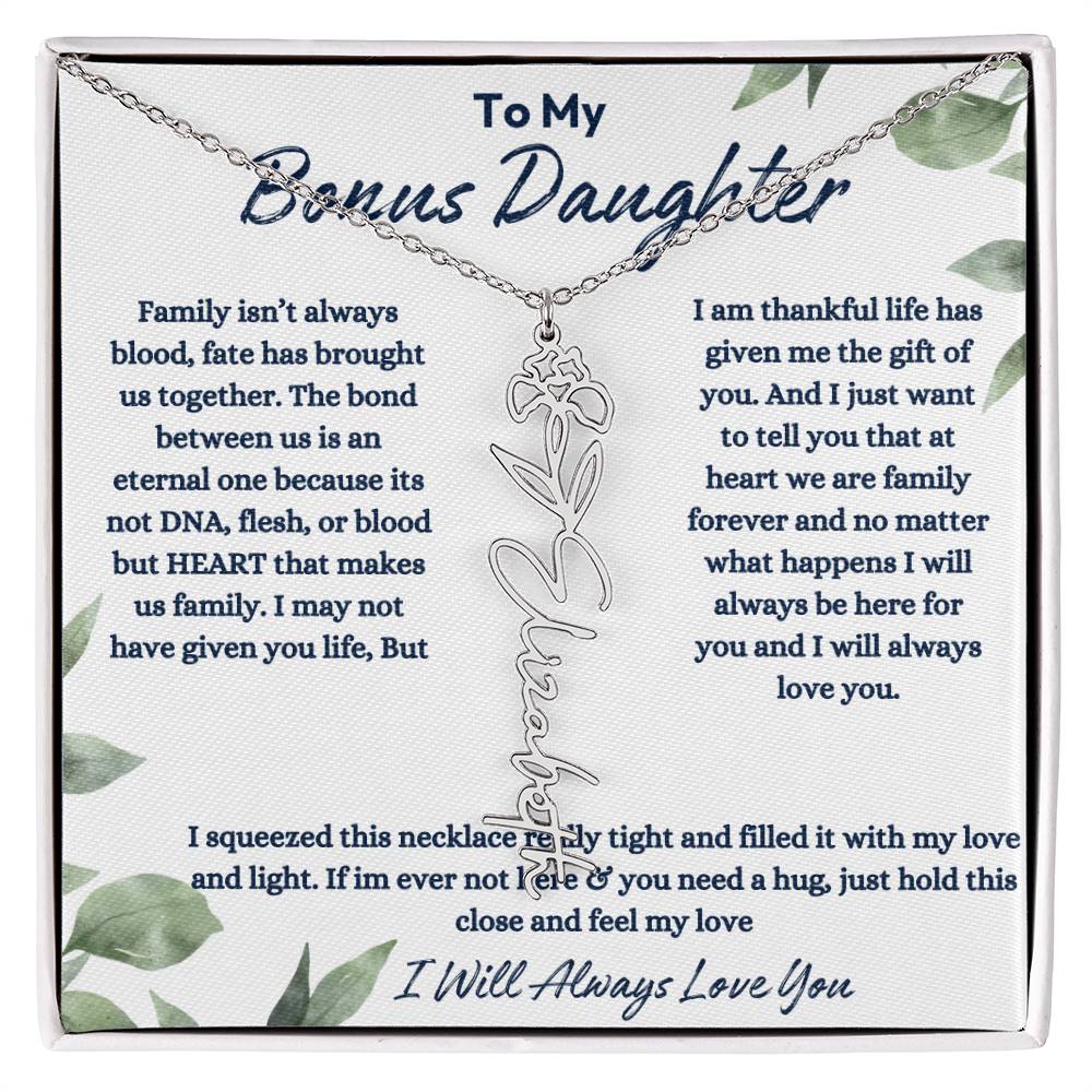 To My Bonus Daughter | Life gave me the Gift of You |  Birth Flower Necklace