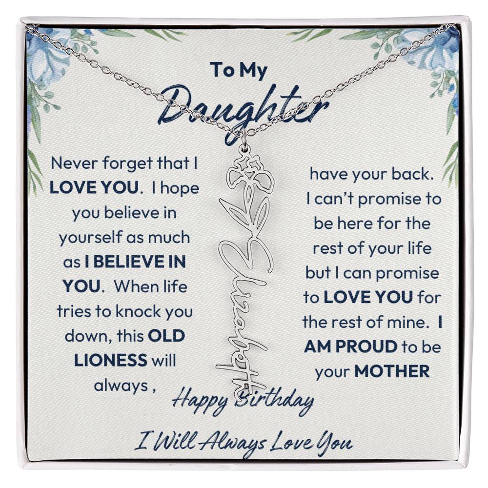 To My Daughter | Proud To Be Your Mother | Happy Birthday | Birth Flower Necklace