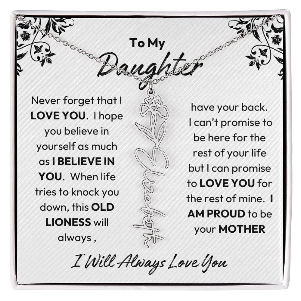 To My Daughter | I Believe In You | Birth Flower Necklace | From Mom