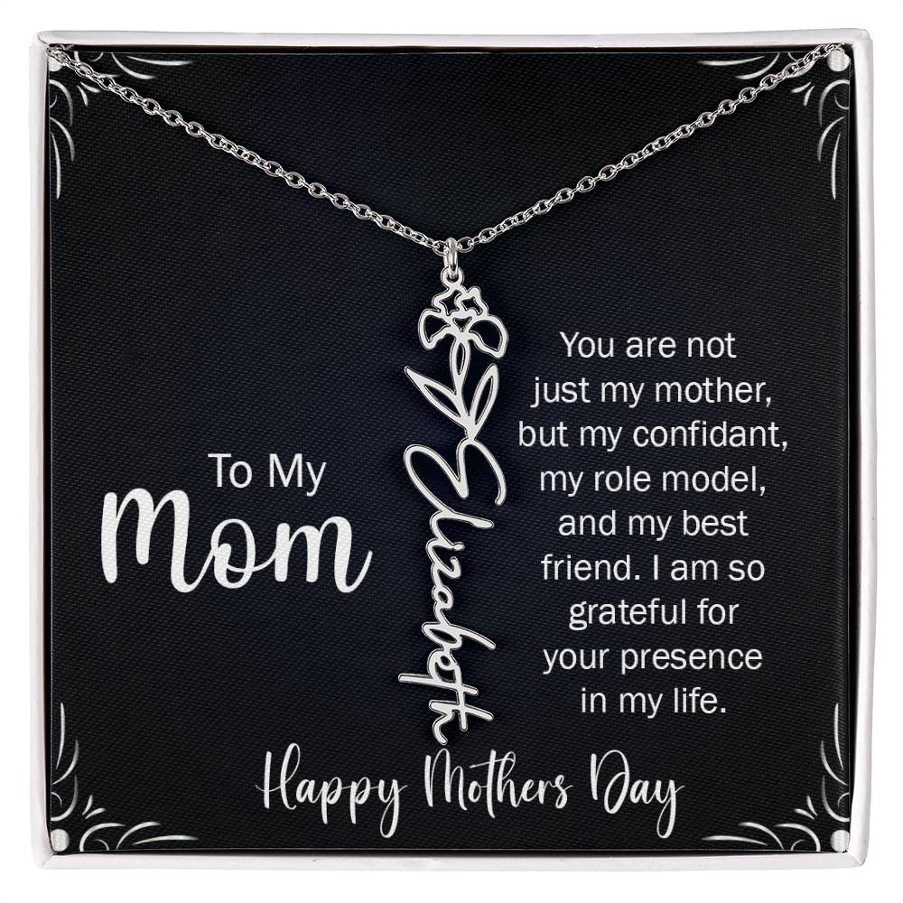 Happy Mothers day | My Best Friend, My Mom | Custom Birth Flower Necklace | 18K Gold Finish