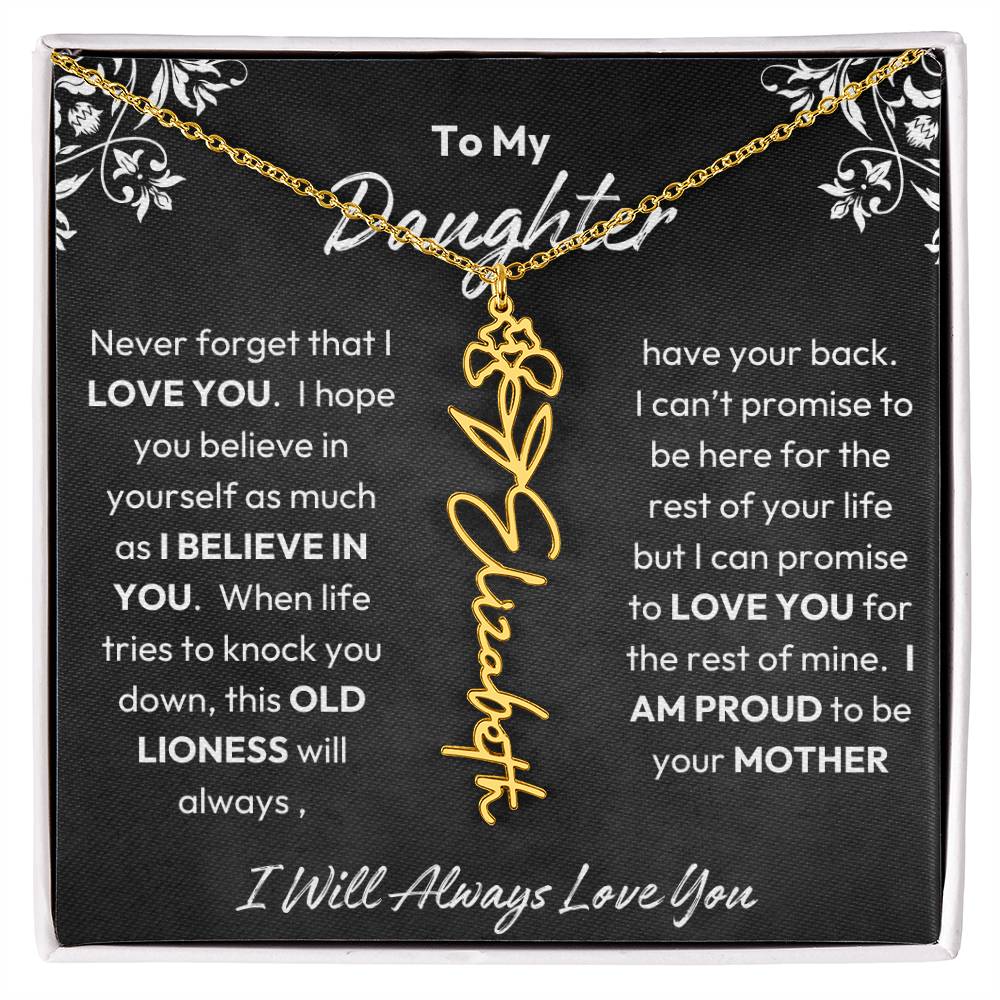 To My Daughter | Proud To Be Your Mother | Birth Flower Necklace