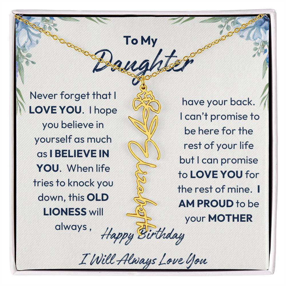 To My Daughter | Proud To Be Your Mother | Happy Birthday | Birth Flower Necklace