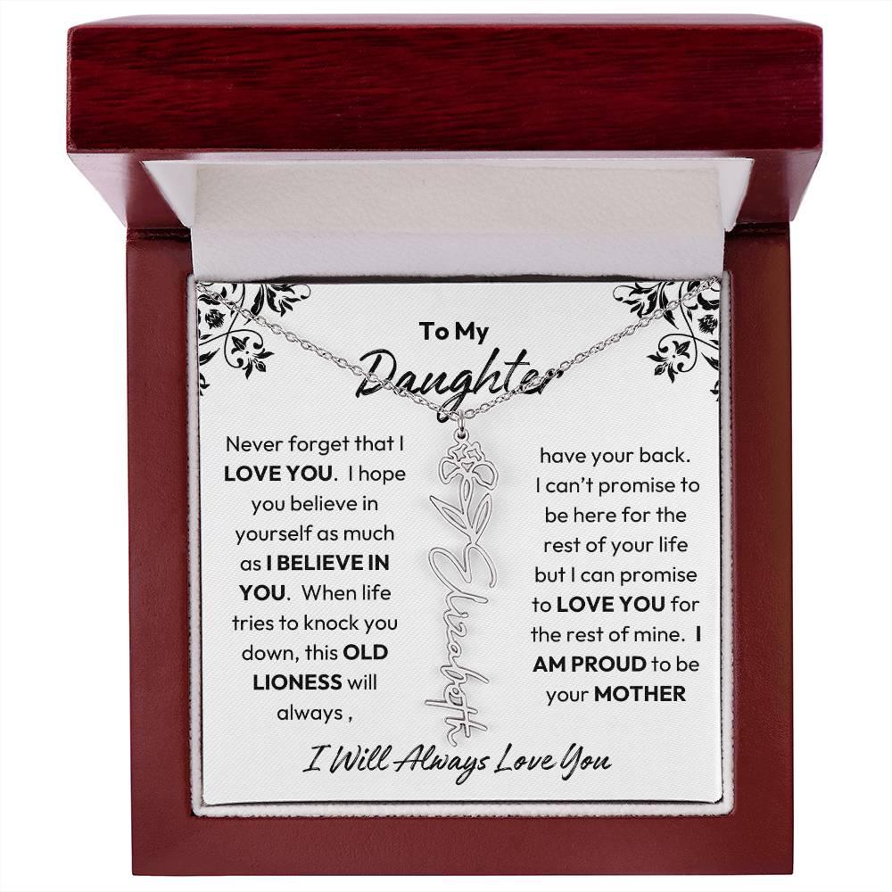 To My Daughter | I Believe In You | Birth Flower Necklace | From Mom