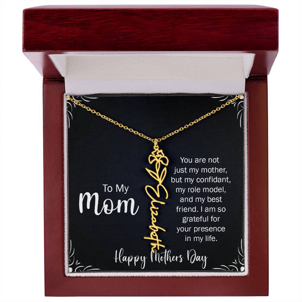 Happy Mothers day | My Best Friend, My Mom | Custom Birth Flower Necklace | 18K Gold Finish