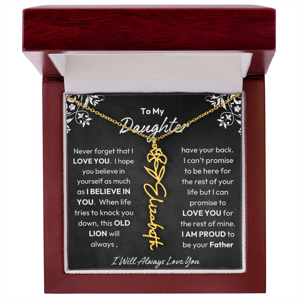 To My Daughter |  Proud To Be Your Father | Birth Flower Necklace | Gold