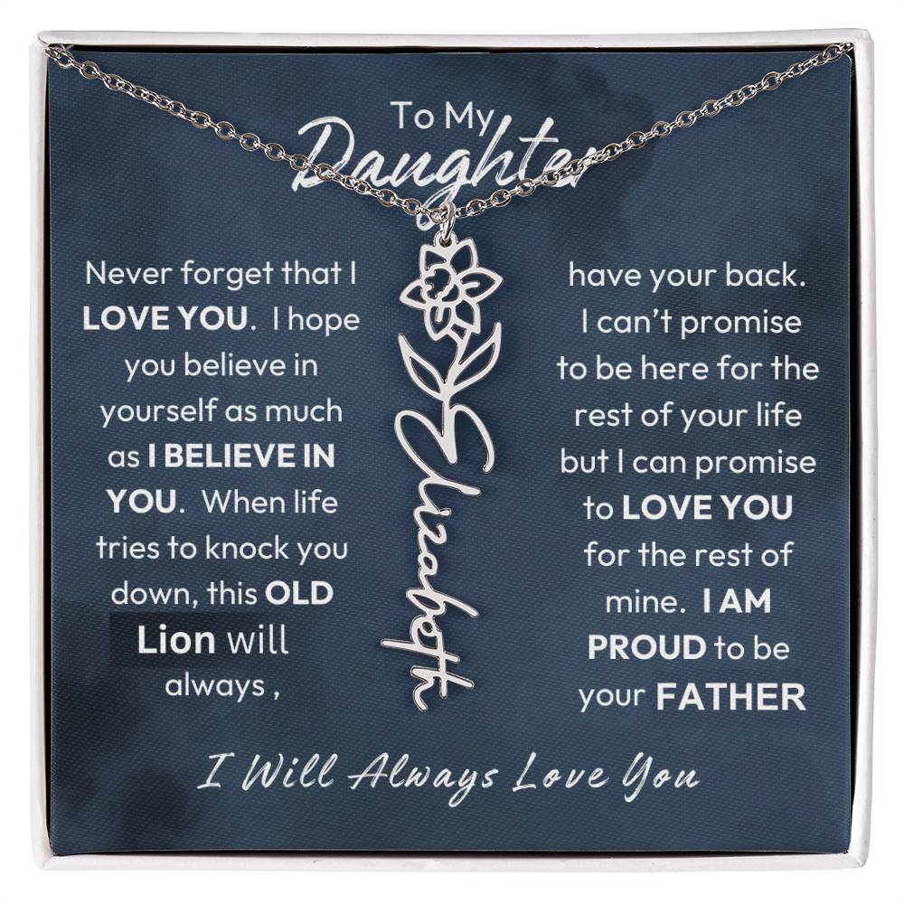 Father-Daughter | Believe In Yourself | Birth Flower Necklace | Gold Necklace