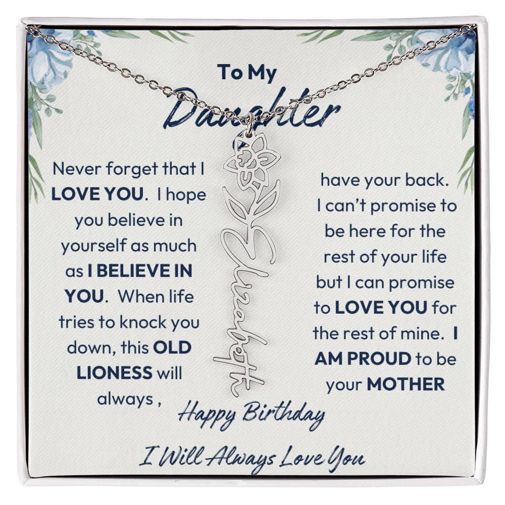 To My Daughter | Proud To Be Your Mother | Happy Birthday | Birth Flower Necklace