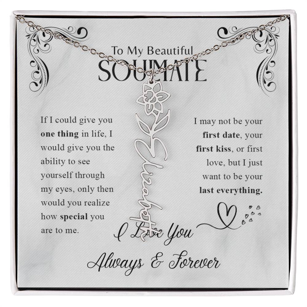 To My Beautiful Soulmate | Know How Special You Are | Birth Flower Necklace | 18K Finish