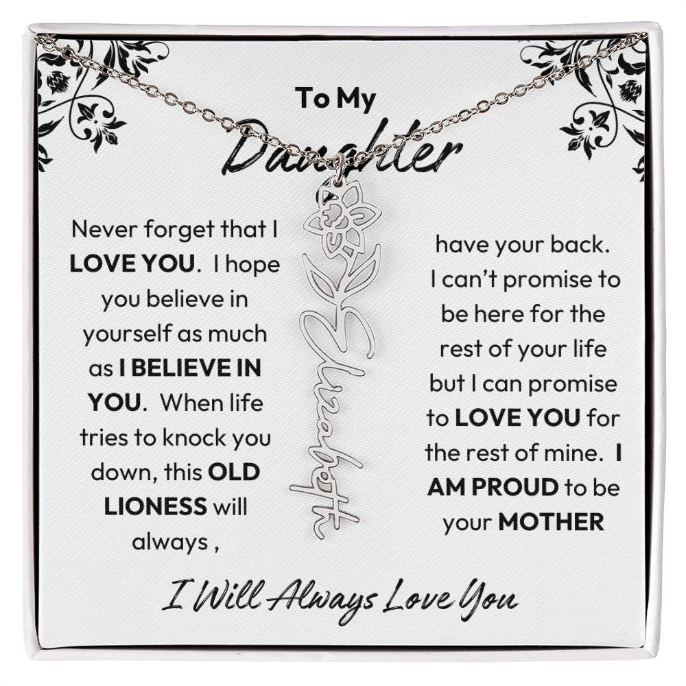 To My Daughter | I Believe In You | Birth Flower Necklace | From Mom