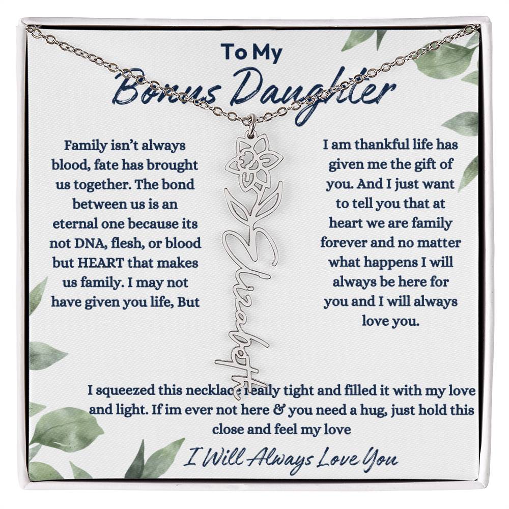 To My Bonus Daughter | Life gave me the Gift of You |  Birth Flower Necklace