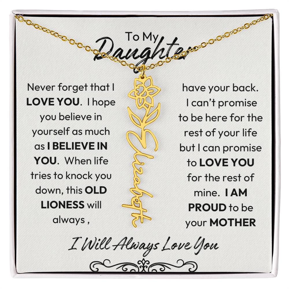 To My Daughter | Believe In You | Birth flower Necklace |  Mother-Daughter Keepsake